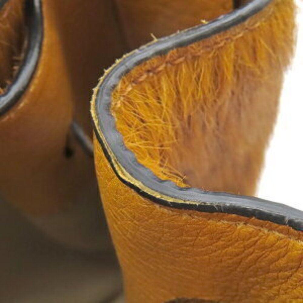 Chloe Long Hair Calf Harako Leather Amber Yellow Gala Bag Drawstring - Picture 8 of 9